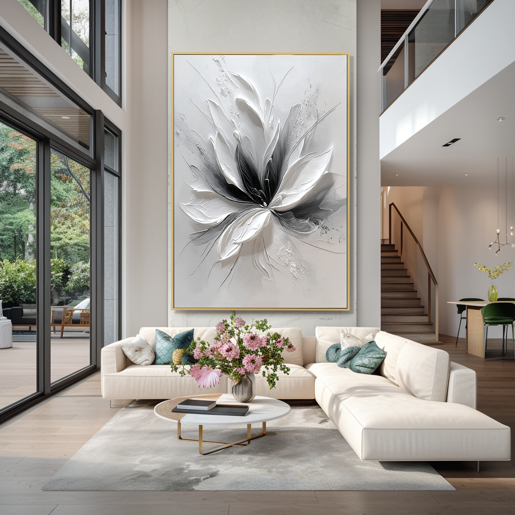 Silent Bloom – Hand-Painted Abstract Textured Floral Oil Painting#AB14240