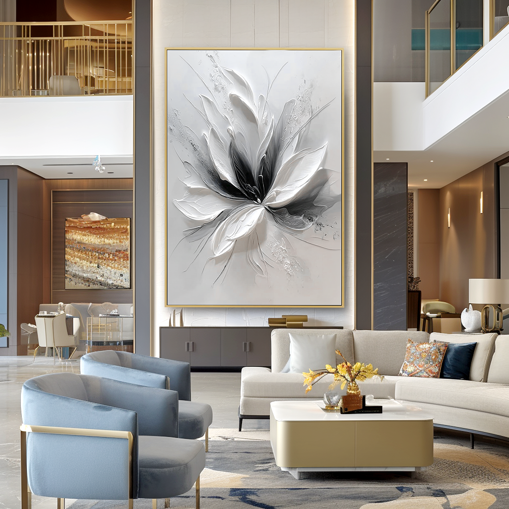 Silent Bloom – Hand-Painted Abstract Textured Floral Oil Painting#AB14240