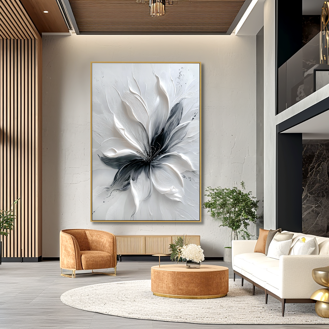 Quiet Tension – Hand-Painted Abstract Textured Floral Oil Painting#AB14241