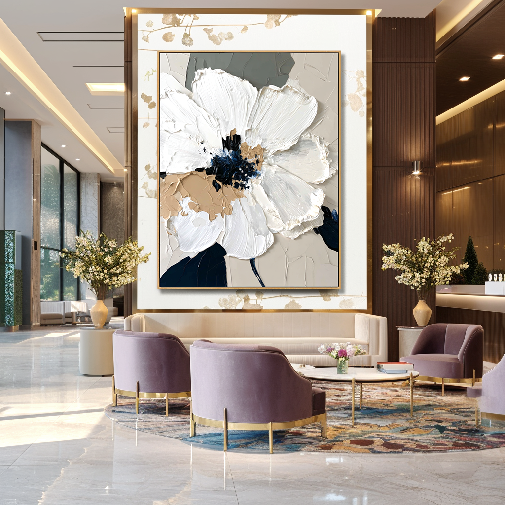 Soft Division – Hand-Painted Abstract Textured Floral Oil Painting#AB14242