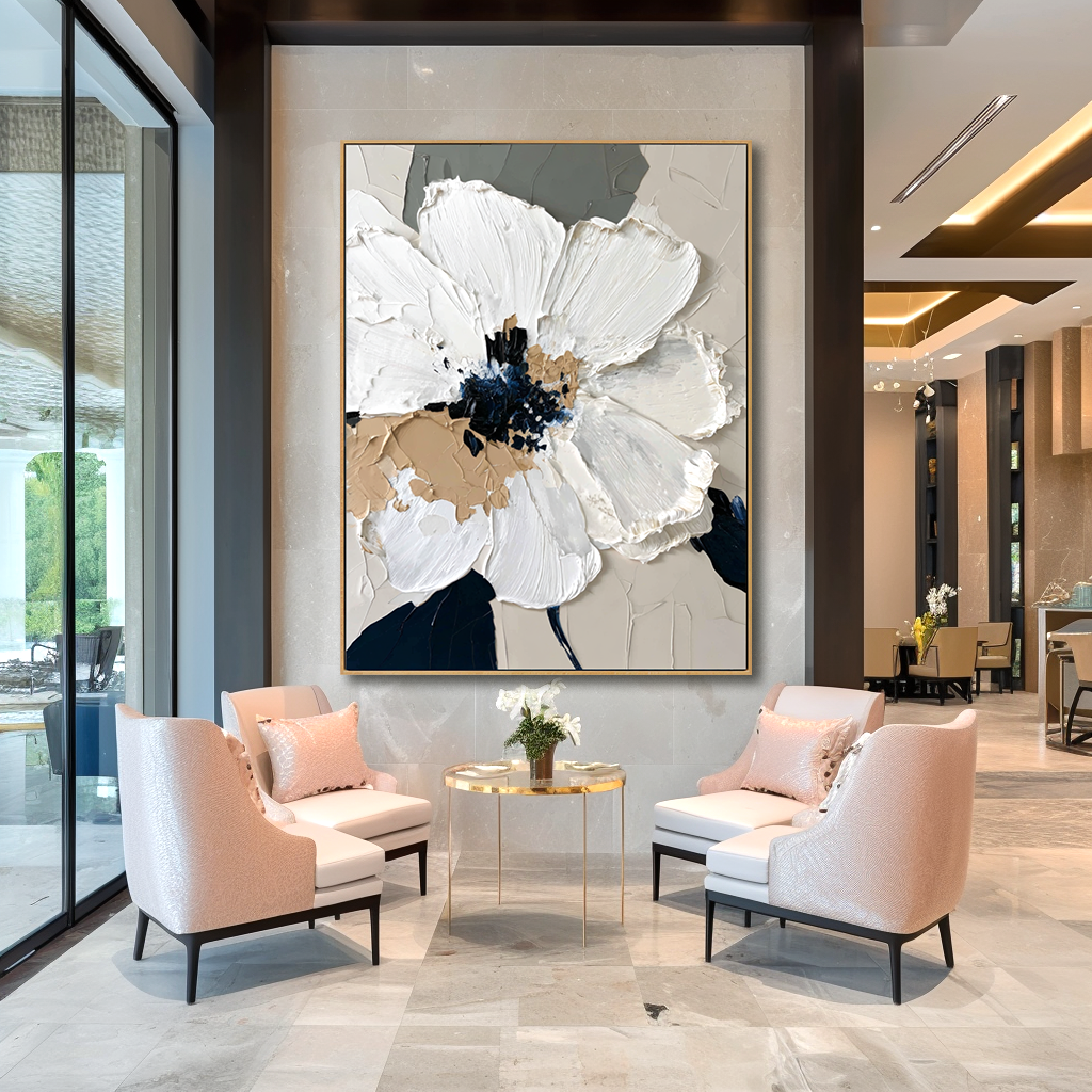 Soft Division – Hand-Painted Abstract Textured Floral Oil Painting#AB14242