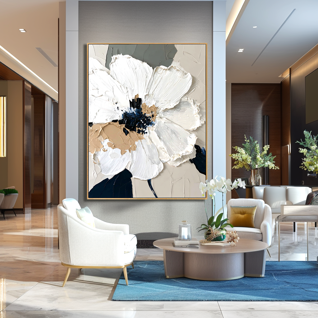 Soft Division – Hand-Painted Abstract Textured Floral Oil Painting#AB14242