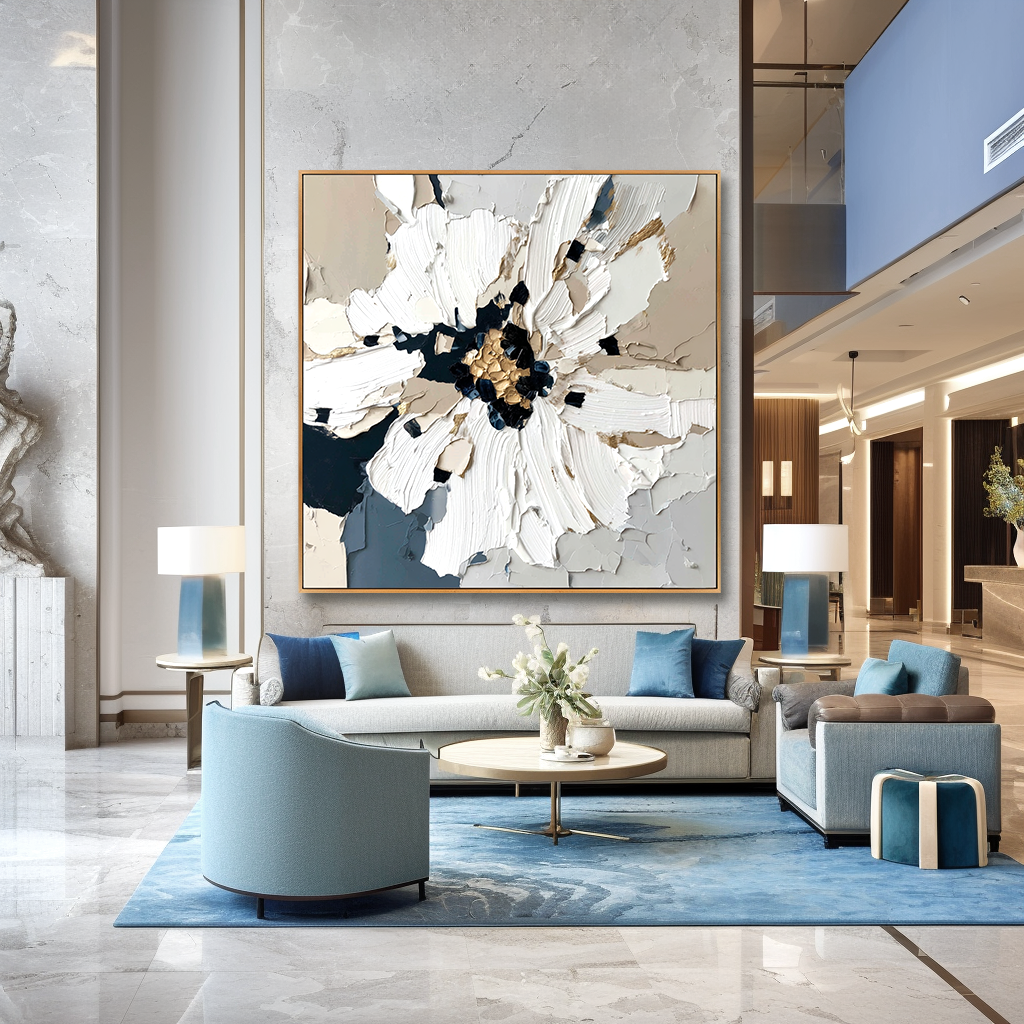 Quiet Bloom – Hand-Painted Textured Floral Oil Painting#AB14199