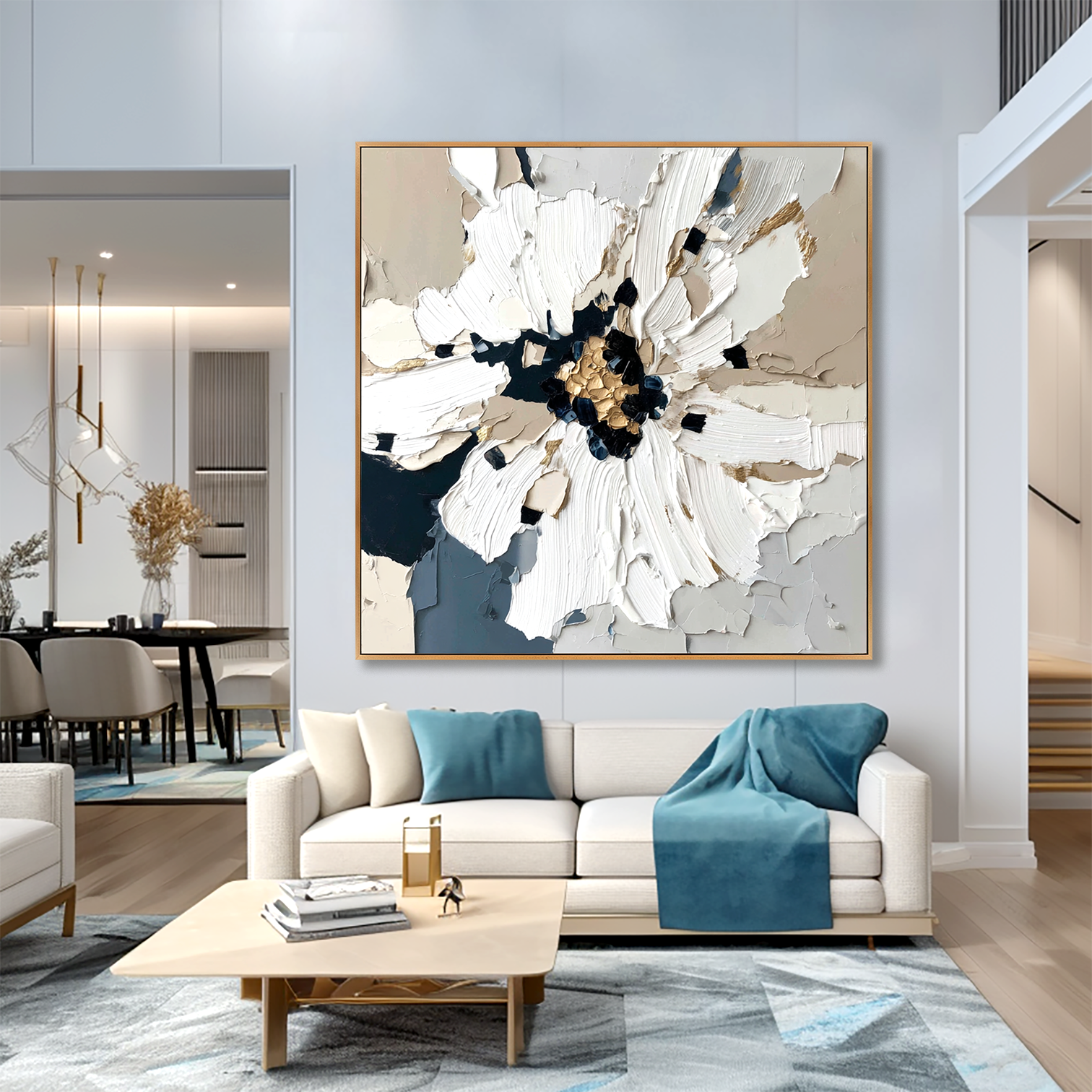 Quiet Bloom – Hand-Painted Textured Floral Oil Painting#AB14199