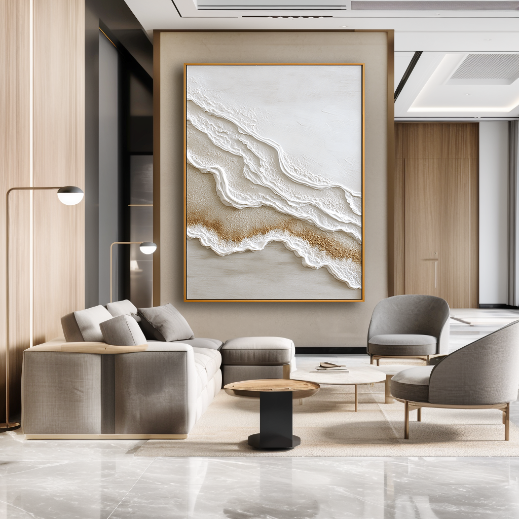 Tidal Silence Textured Abstract Canvas Wall Art#AB14253