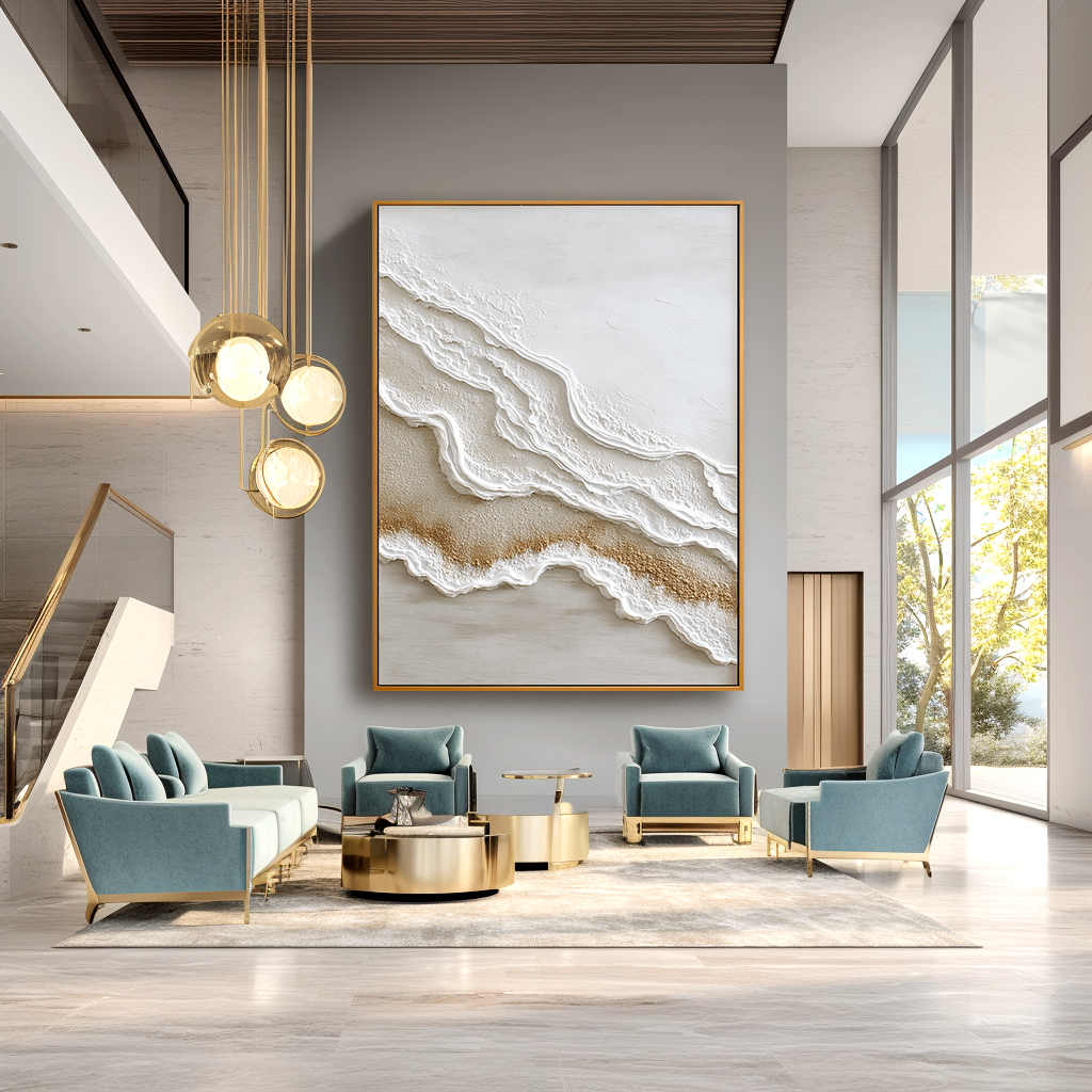 Tidal Silence Textured Abstract Canvas Wall Art#AB14253