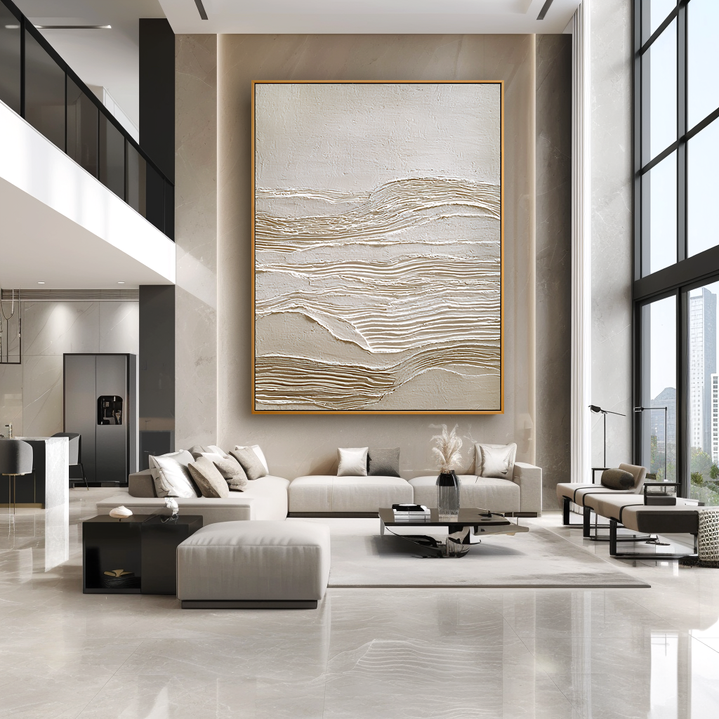 Quiet Strata Textured Abstract Canvas Wall Art#AB14254