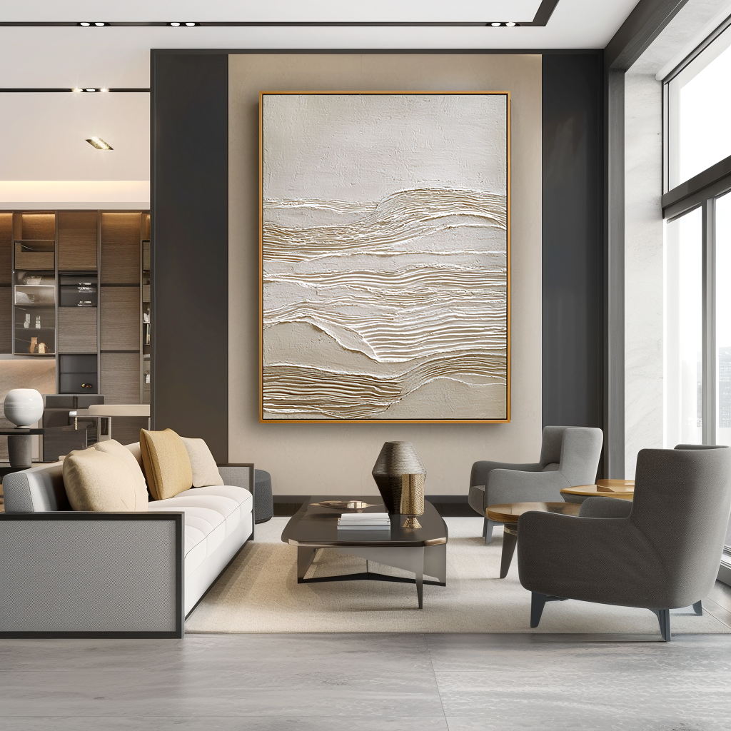 Quiet Strata Textured Abstract Canvas Wall Art#AB14254