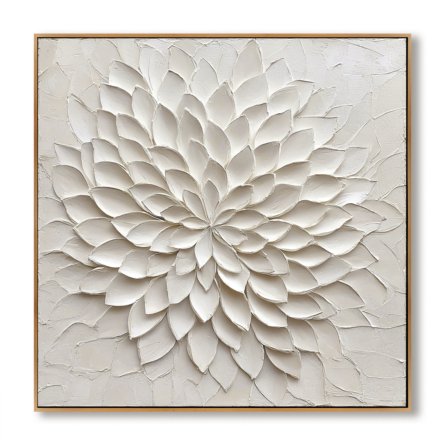 Silent Bloom – Hand-Painted White Textured Floral Wall Art#AB14172