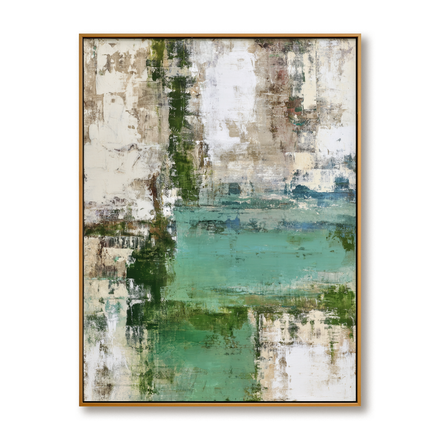 Verdant Echo Textured Abstract Canvas Wall Art#AB14256