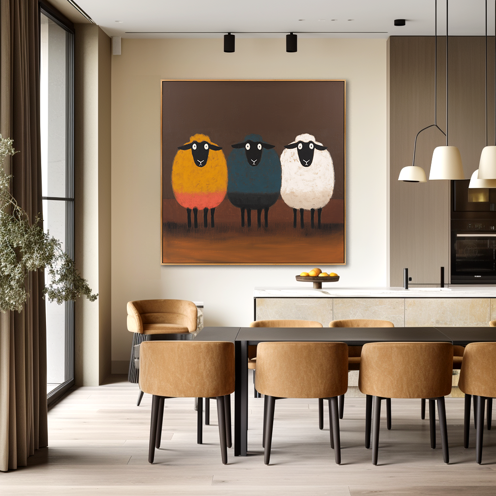 Still Companions – Hand-Painted Textured Figurative Wall Art#AB14170