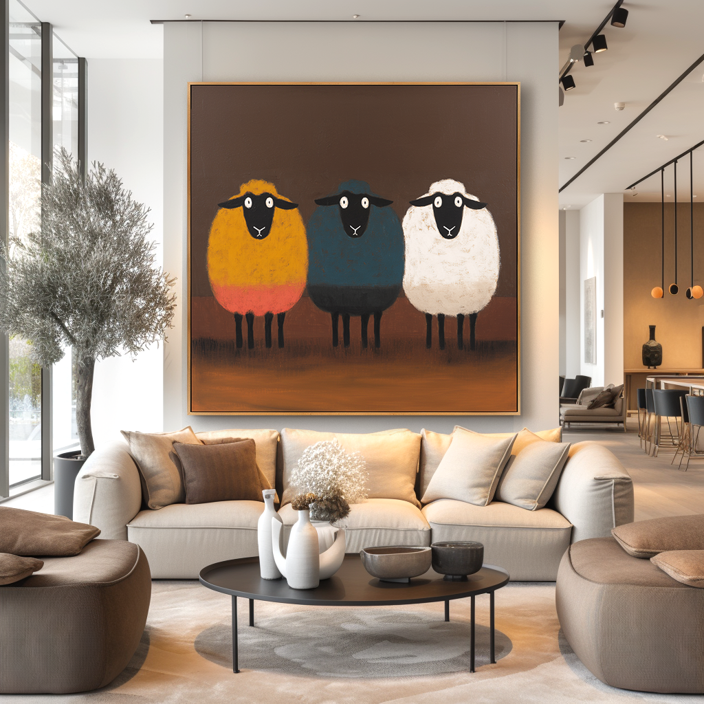 Still Companions – Hand-Painted Textured Figurative Wall Art#AB14170