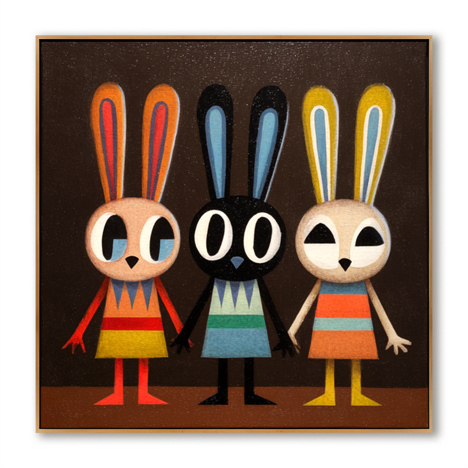 Quiet Friends – Hand-Painted Textured Figurative Wall Art#AB14171