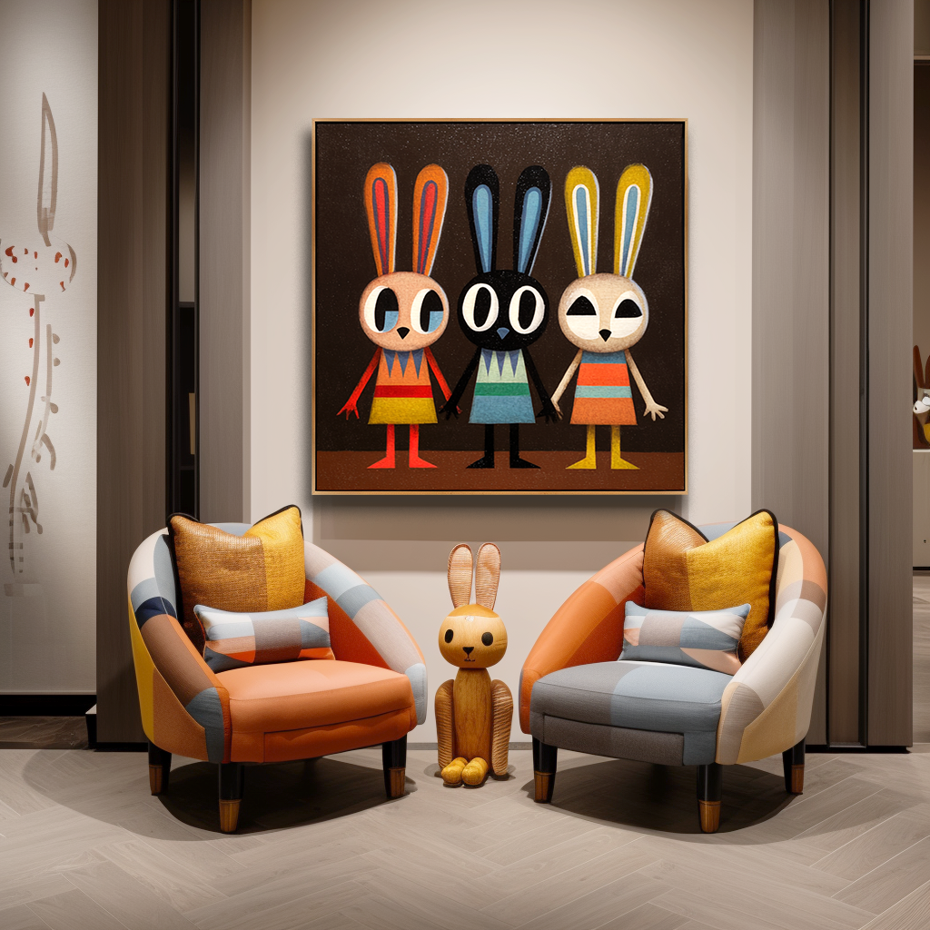 Quiet Friends – Hand-Painted Textured Figurative Wall Art#AB14171