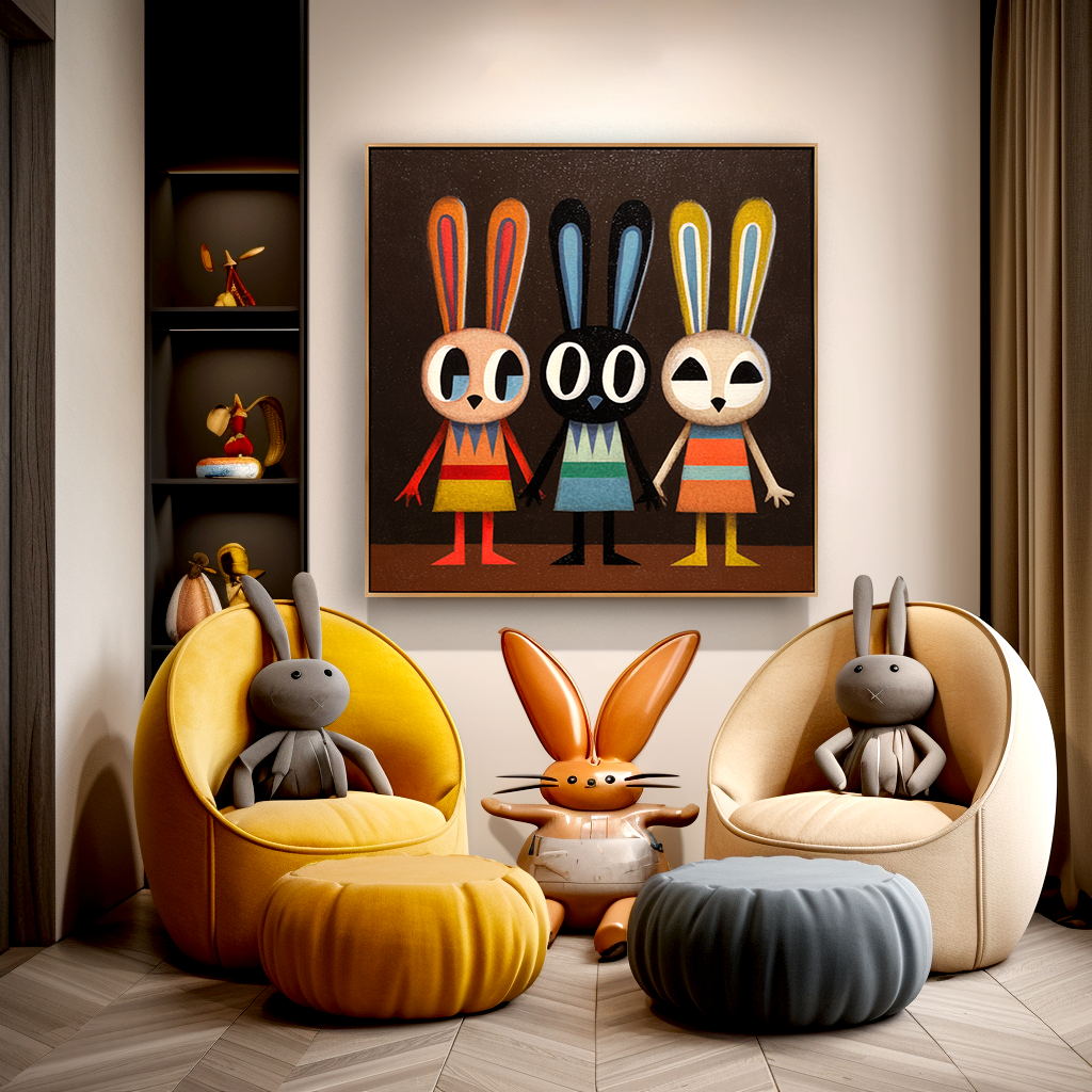 Quiet Friends – Hand-Painted Textured Figurative Wall Art#AB14171