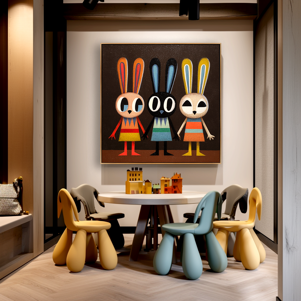 Quiet Friends – Hand-Painted Textured Figurative Wall Art#AB14171