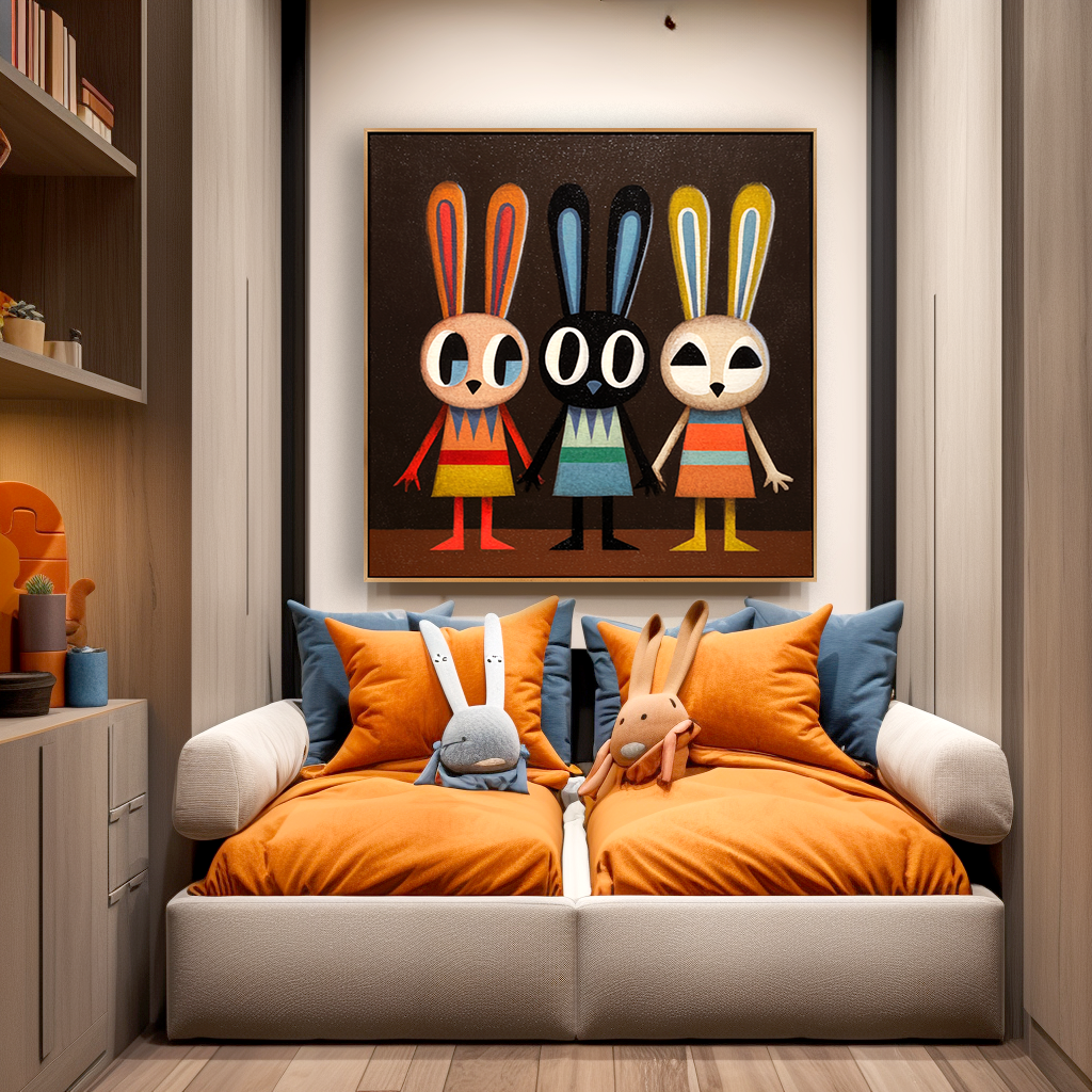 Quiet Friends – Hand-Painted Textured Figurative Wall Art#AB14171