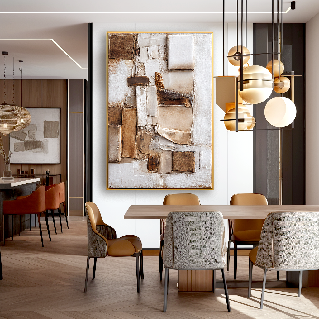 Fragmented Balance Textured Abstract Canvas Wall Art#AB14257