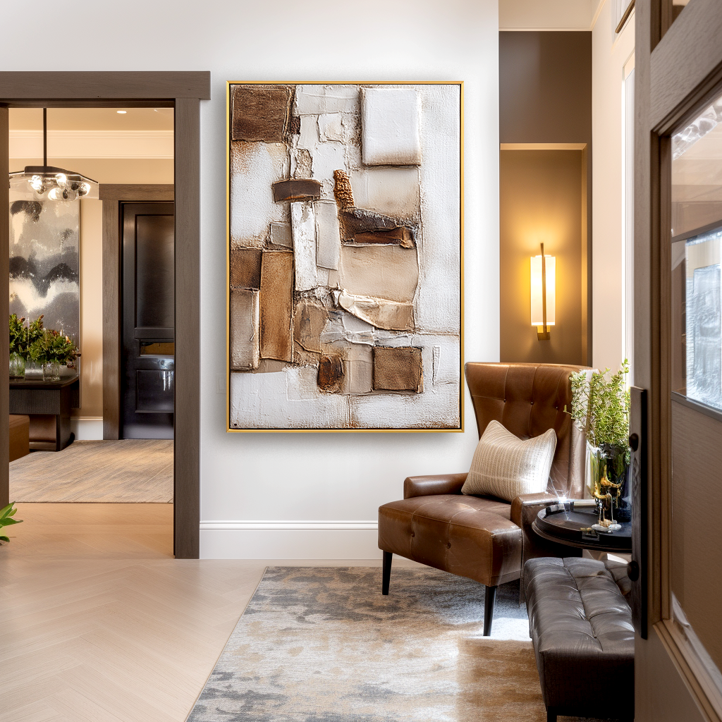 Fragmented Balance Textured Abstract Canvas Wall Art#AB14257