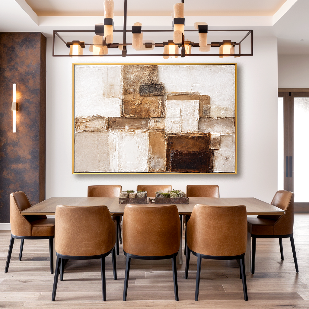 Measured Ground Textured Abstract Canvas Wall Art#AB14258