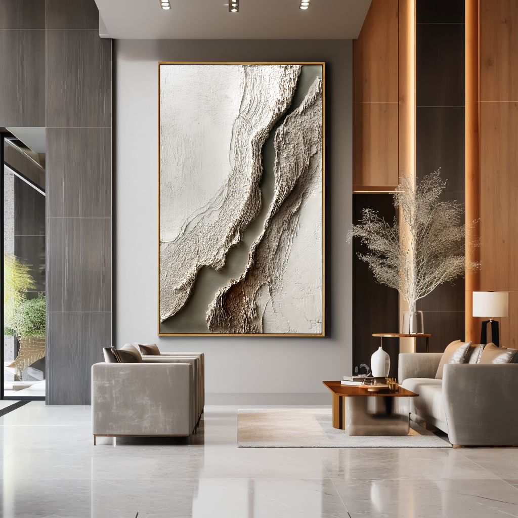 Eroded Line Textured Abstract Canvas Wall Art#AB14259