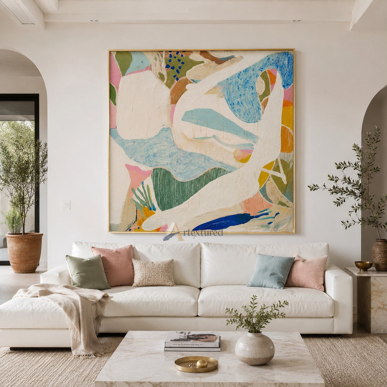 Pastel Abstract Wall Art with Soft Organic Shapes#CI260435