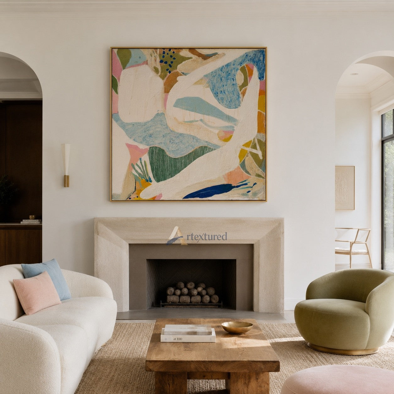 Pastel Abstract Wall Art with Soft Organic Shapes#CI260435