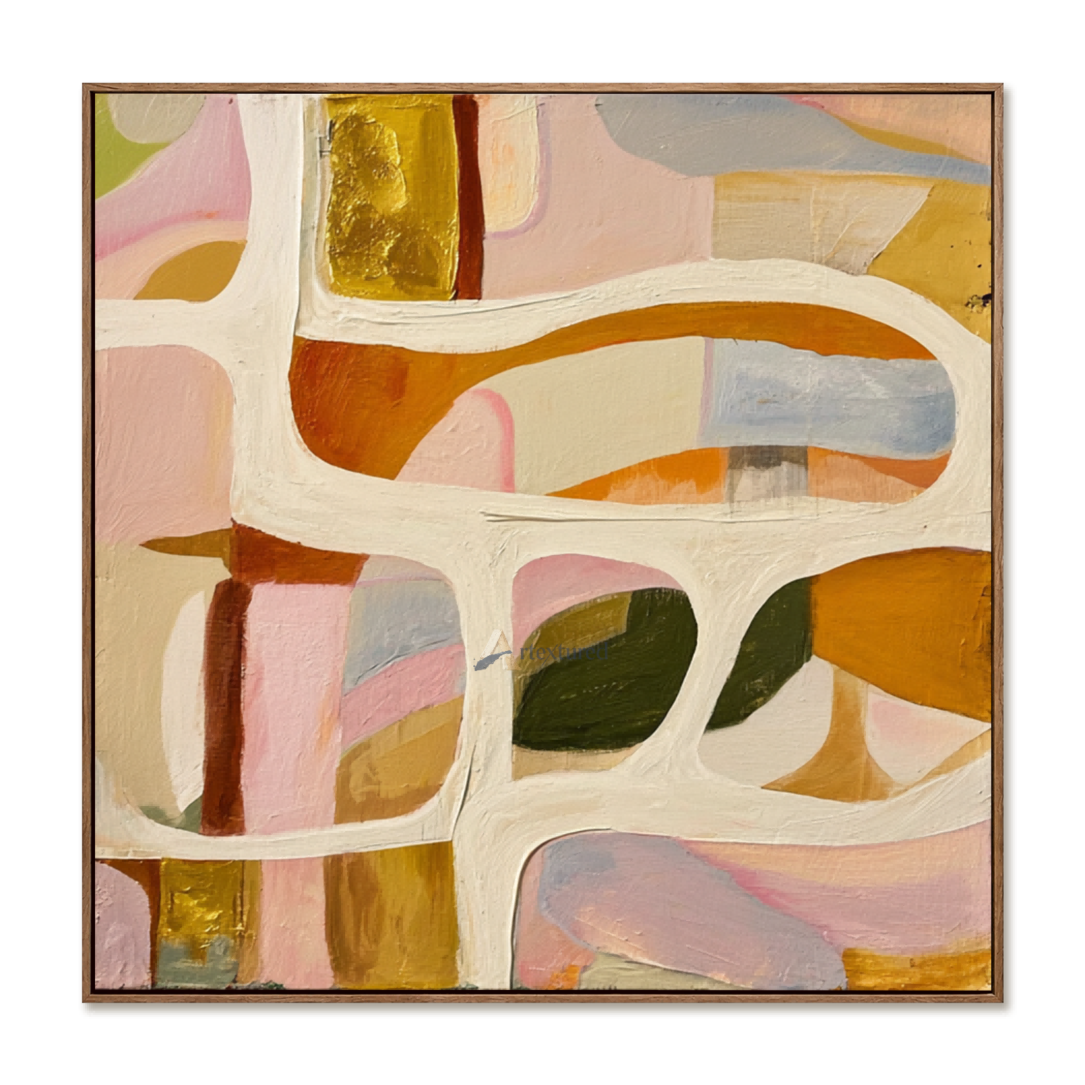 Warm Pastel Abstract Wall Art with Organic Lines#CI260438