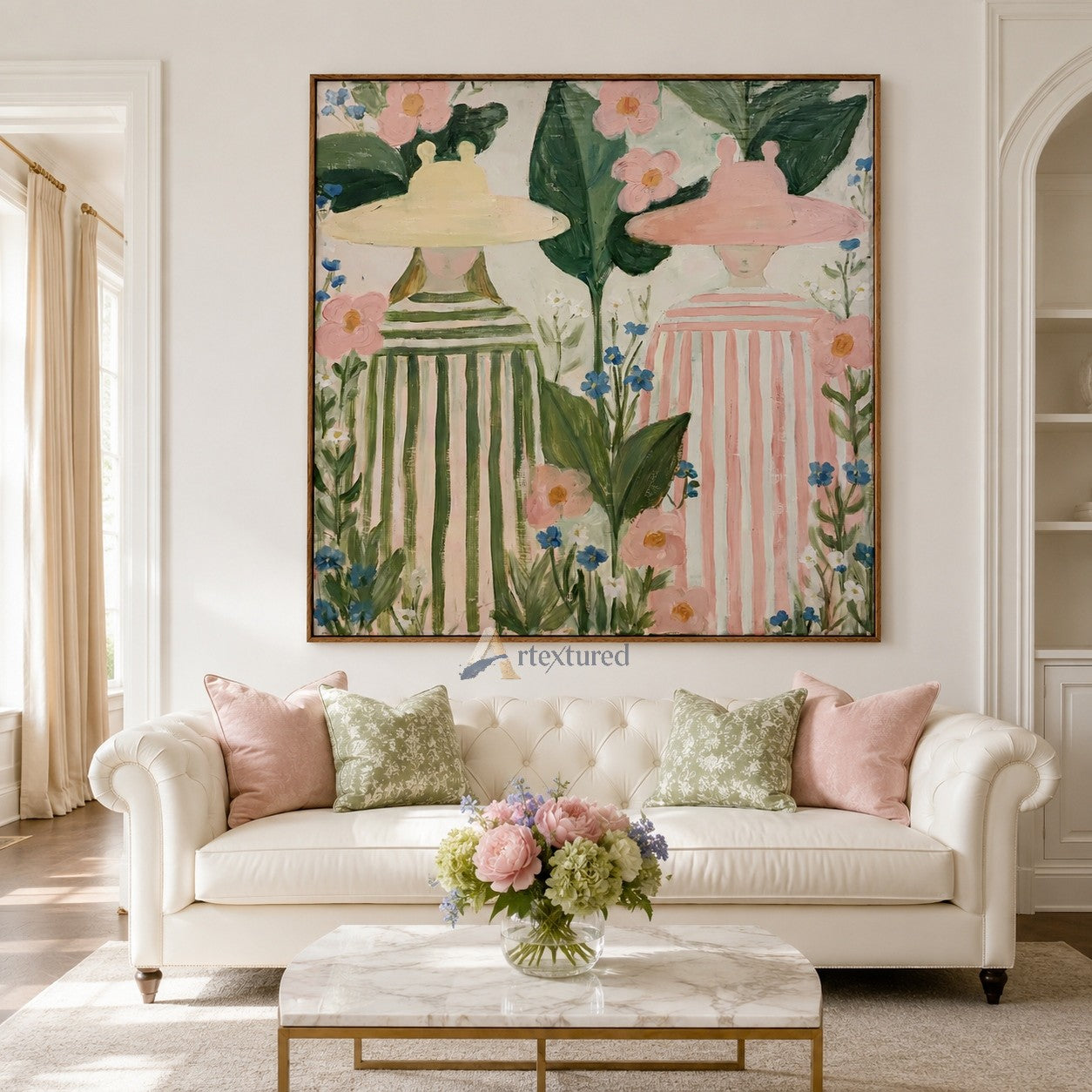 Vintage Floral Figure Wall Art with Garden Ladies#CI260439