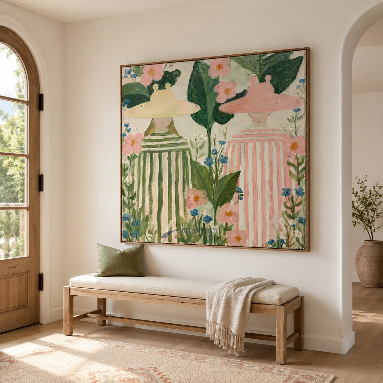 Vintage Floral Figure Wall Art with Garden Ladies#CI260439