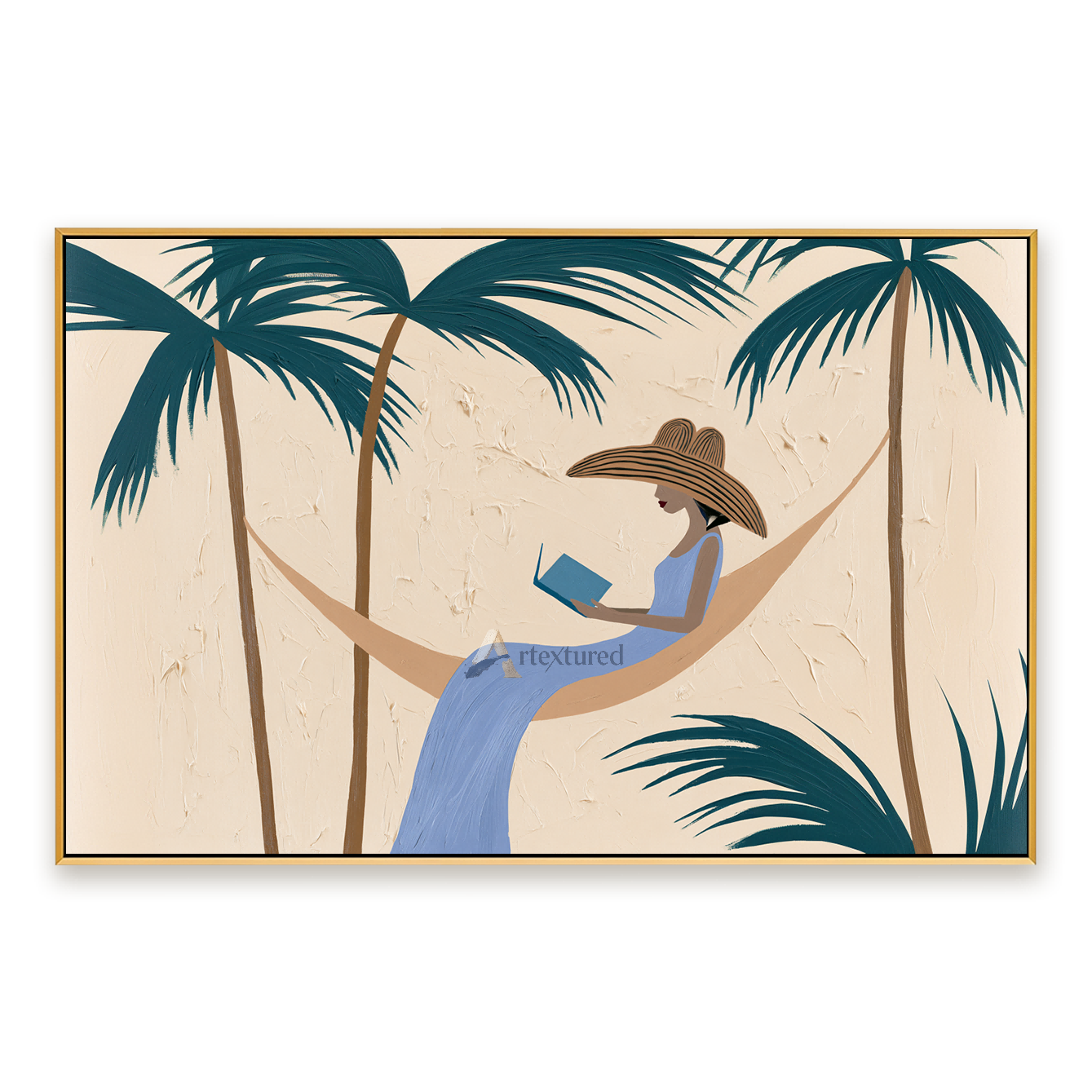 Tropical Reading Wall Art with Palm Trees#CI260440