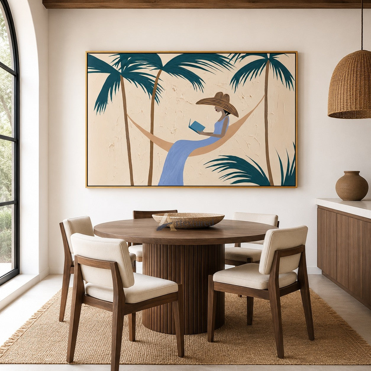 Tropical Reading Wall Art with Palm Trees#CI260440