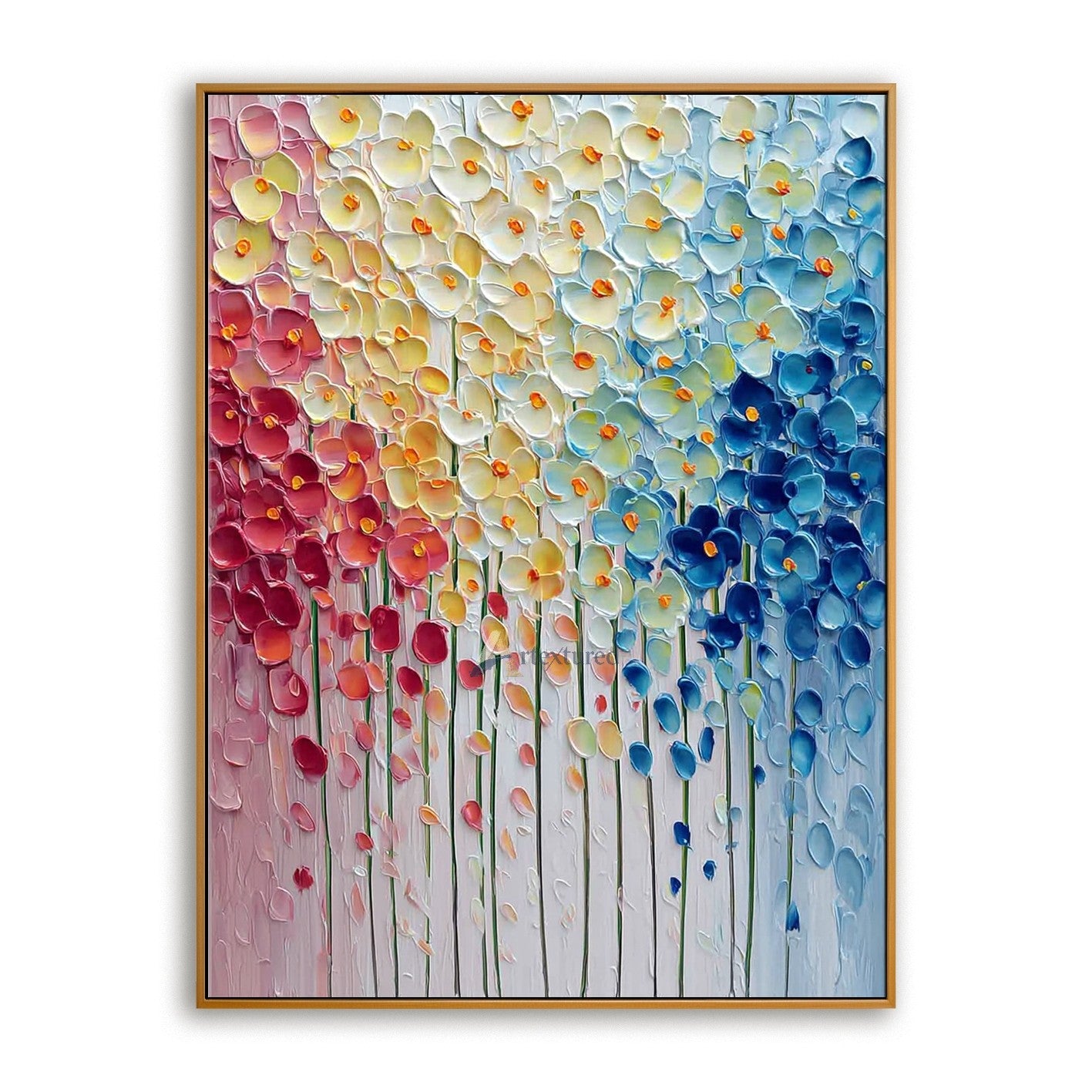 Colorful 3D Floral Wall Art with Textured Flowers#CI260441