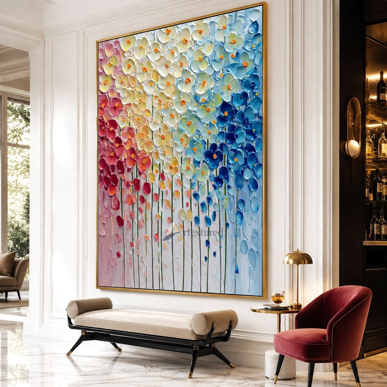 Colorful 3D Floral Wall Art with Textured Flowers#CI260441