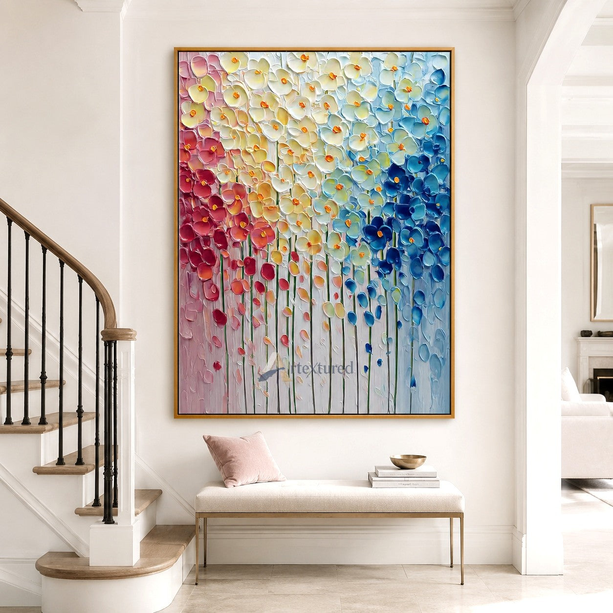 Colorful 3D Floral Wall Art with Textured Flowers#CI260441