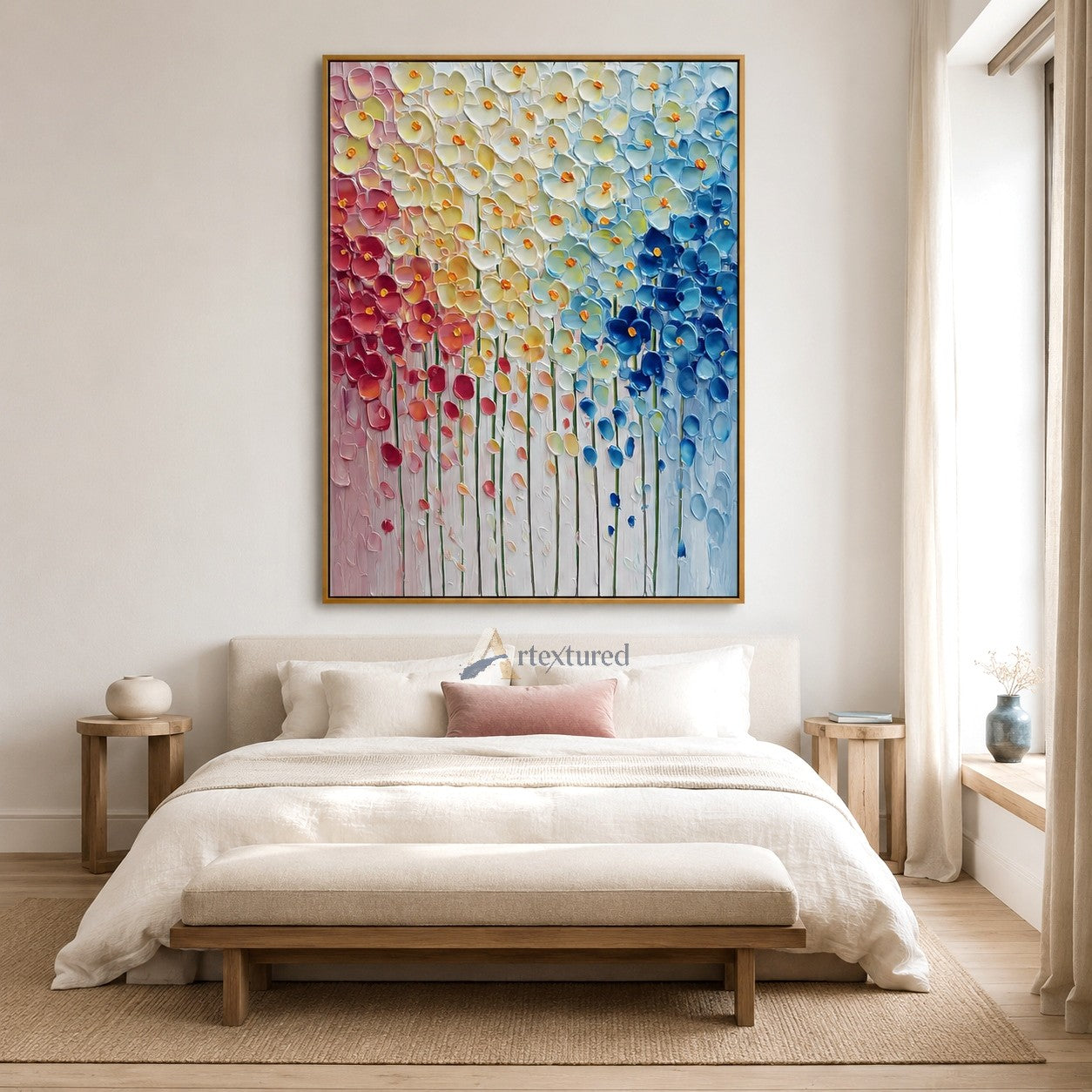 Colorful 3D Floral Wall Art with Textured Flowers#CI260441
