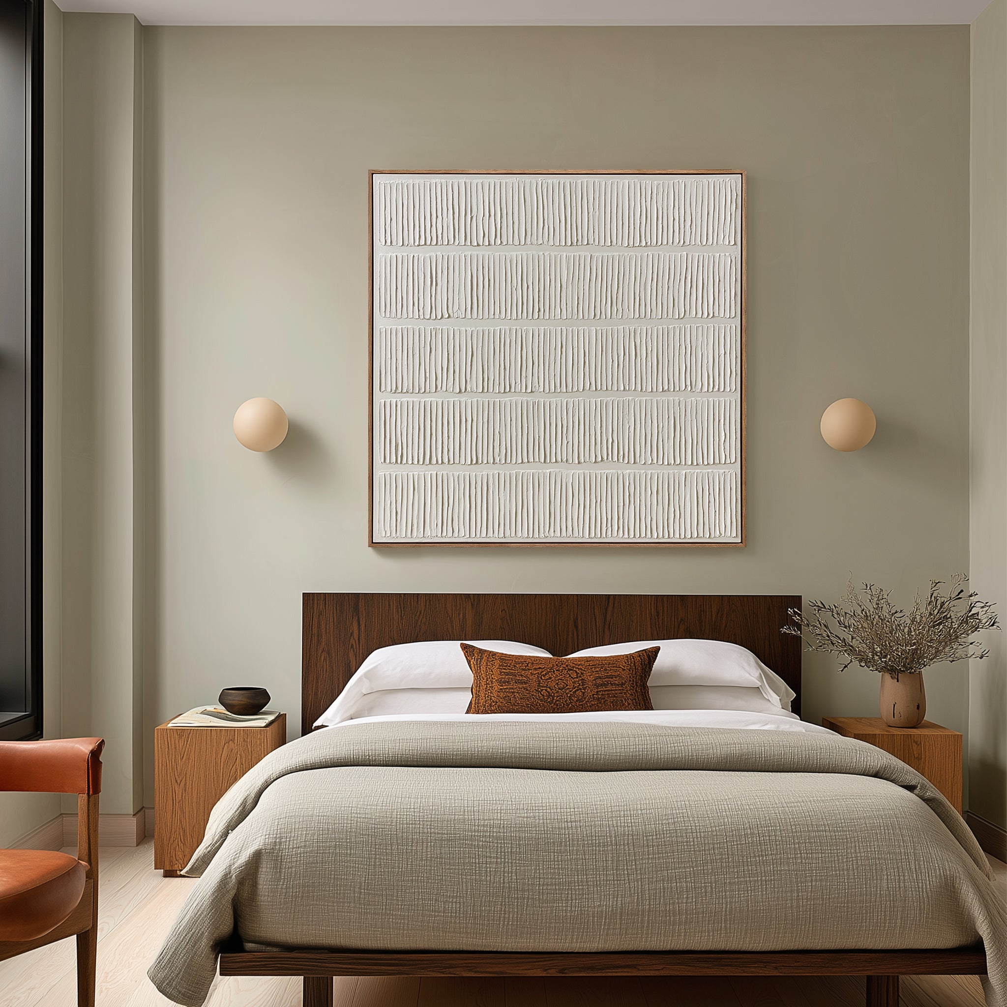 Quiet Lines – White Textured Minimalist Painting#CI260473