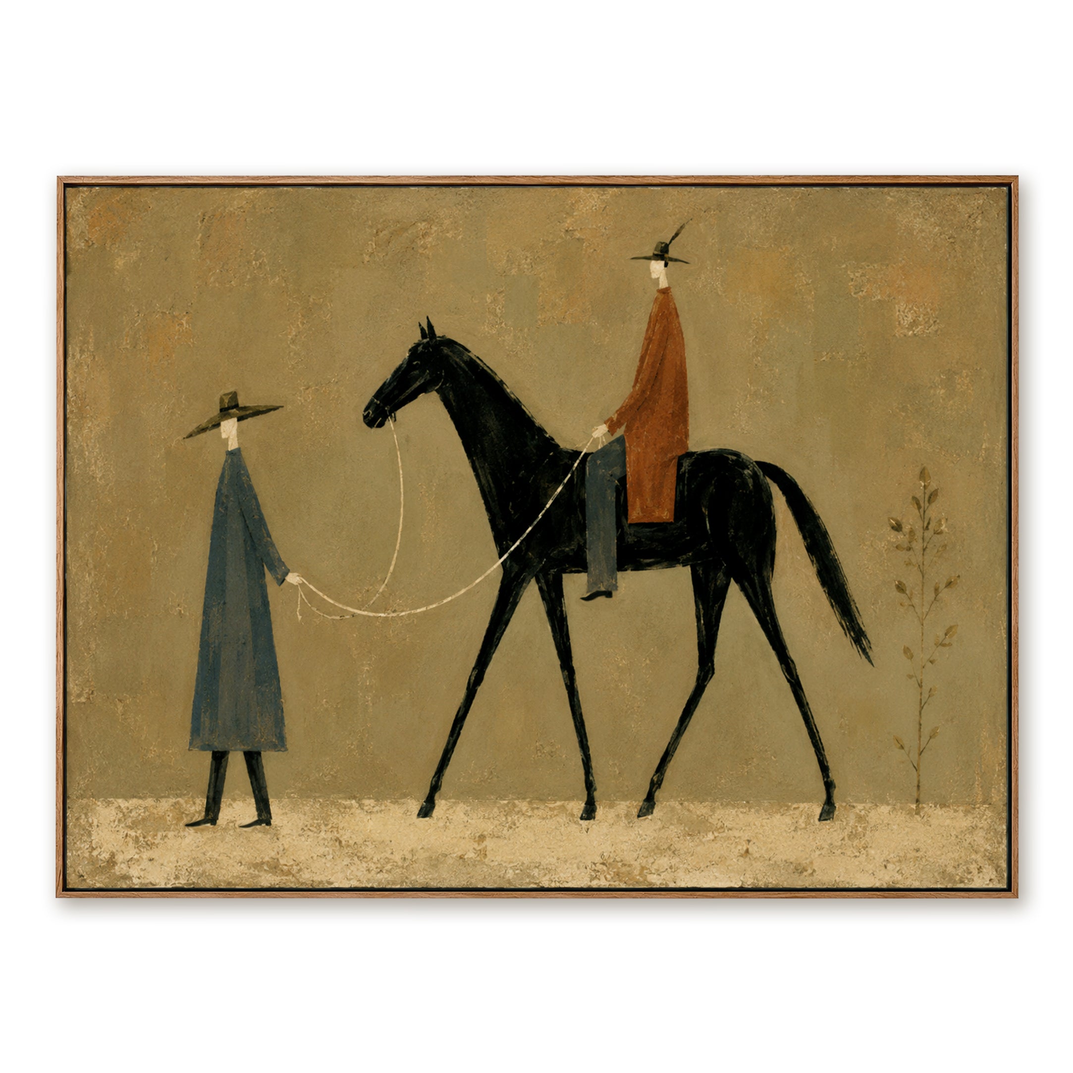 The Way Forward – Vintage Black Horse Western Painting#CI260476
