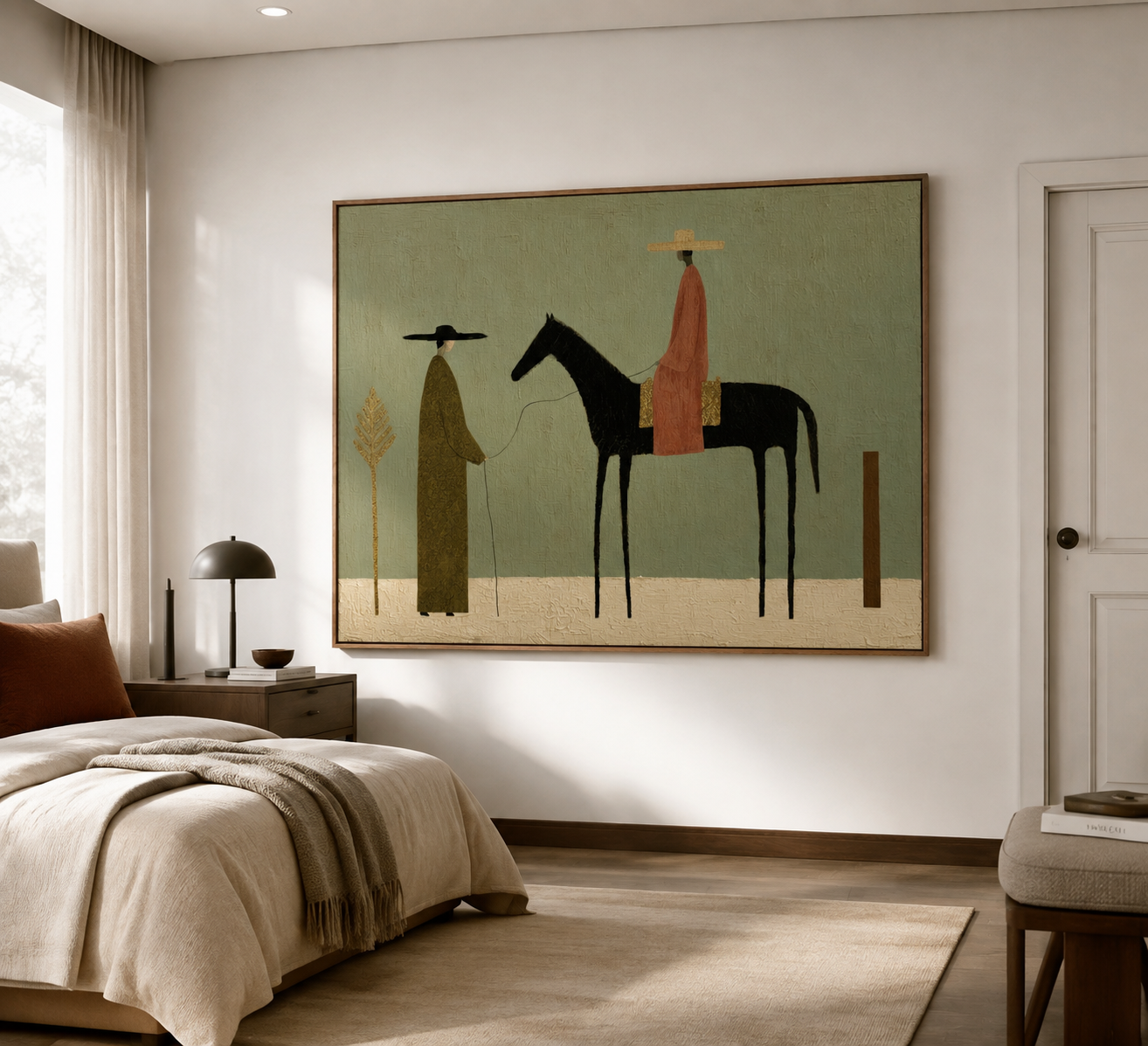 The Quiet Crossing – Southwest Black Horse Folk Art#CI260477