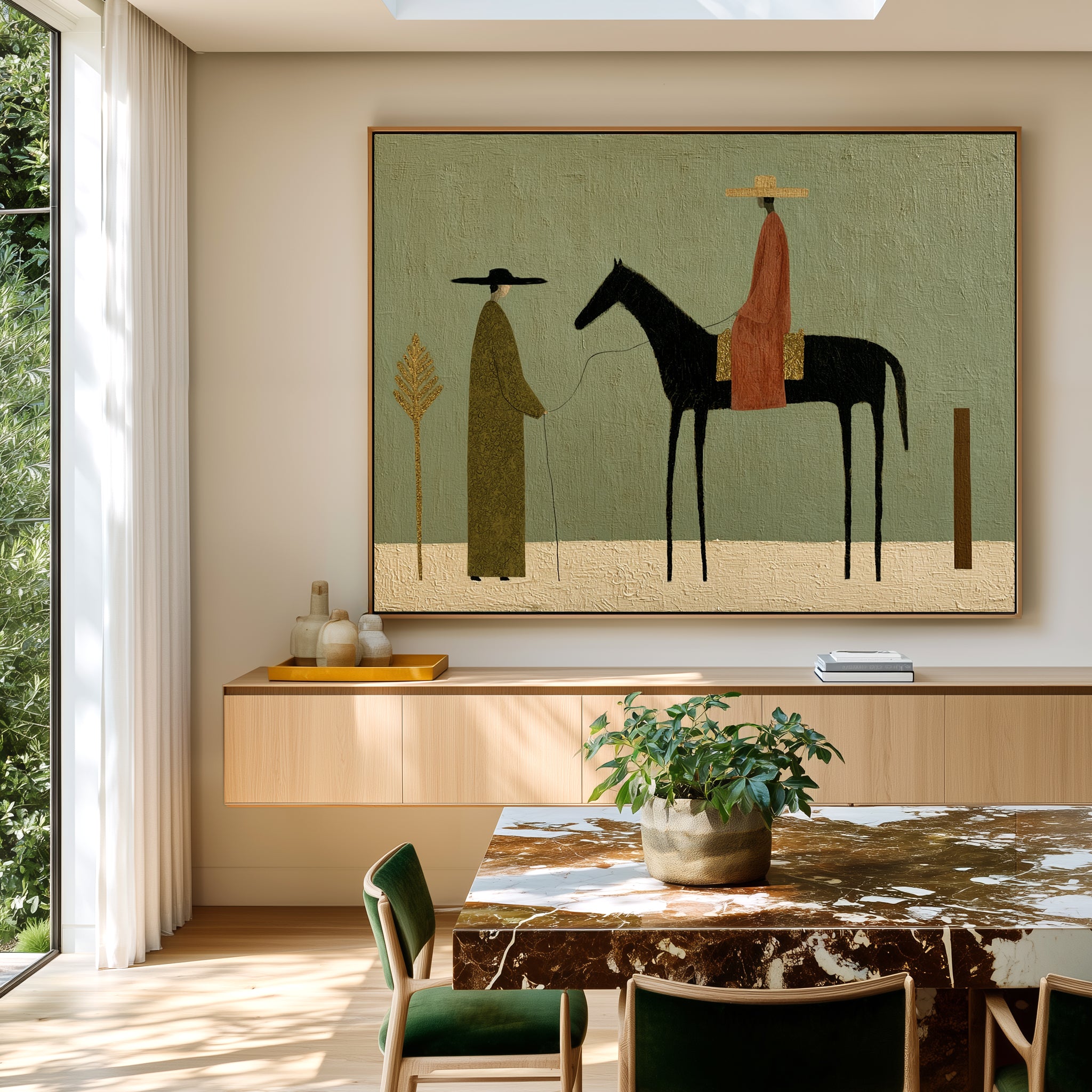 The Quiet Crossing – Southwest Black Horse Folk Art#CI260477