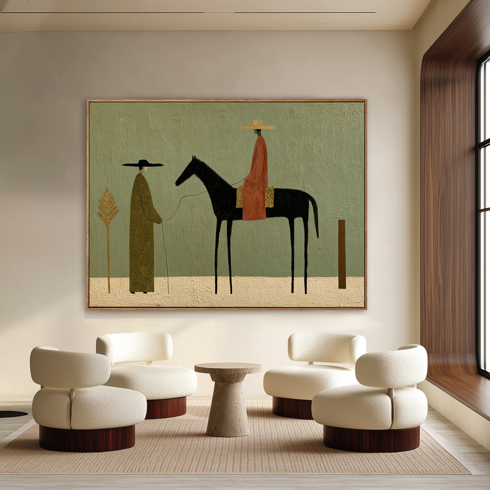 The Quiet Crossing – Southwest Black Horse Folk Art#CI260477