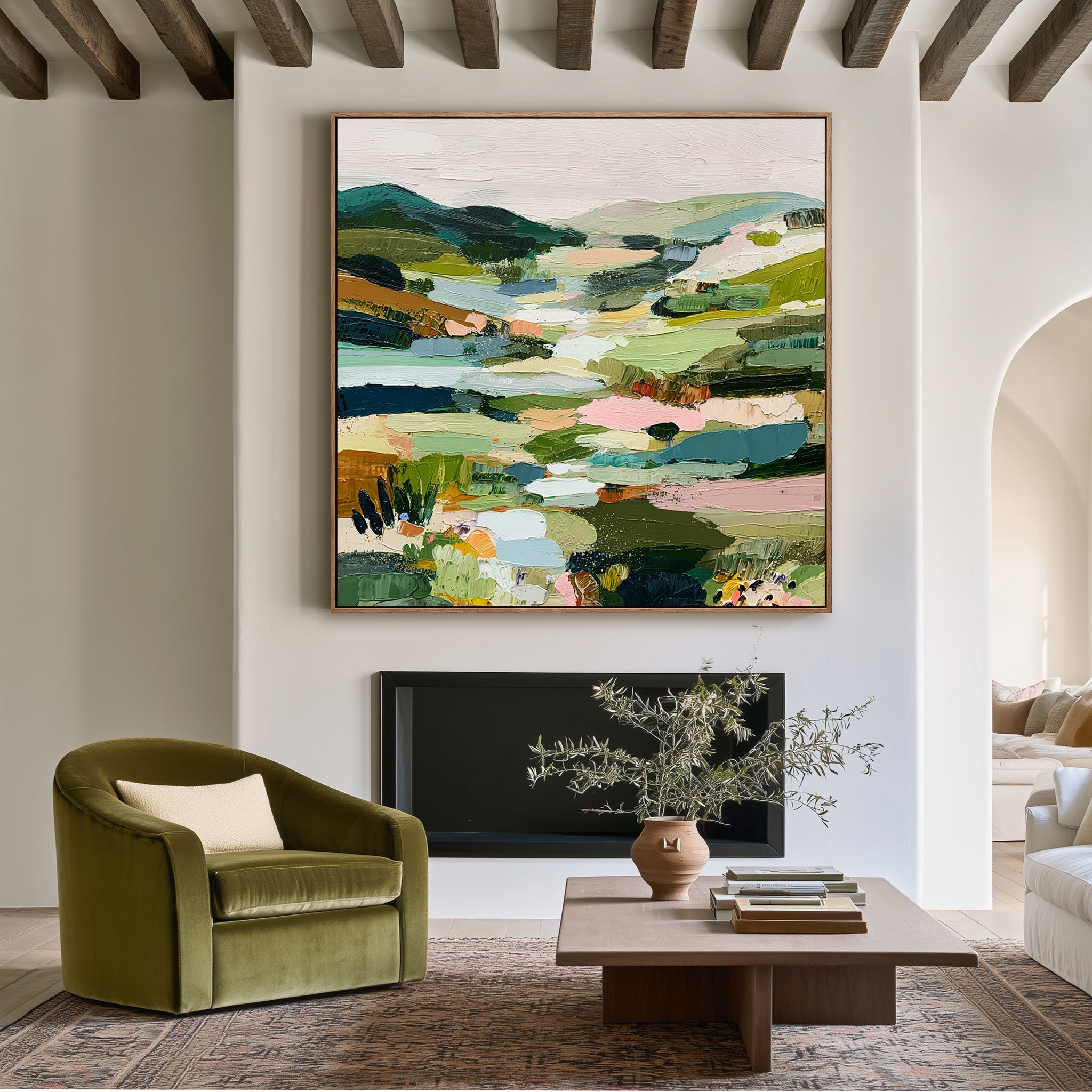 Verdant Valley – Colorful Abstract Landscape Painting#CI260478