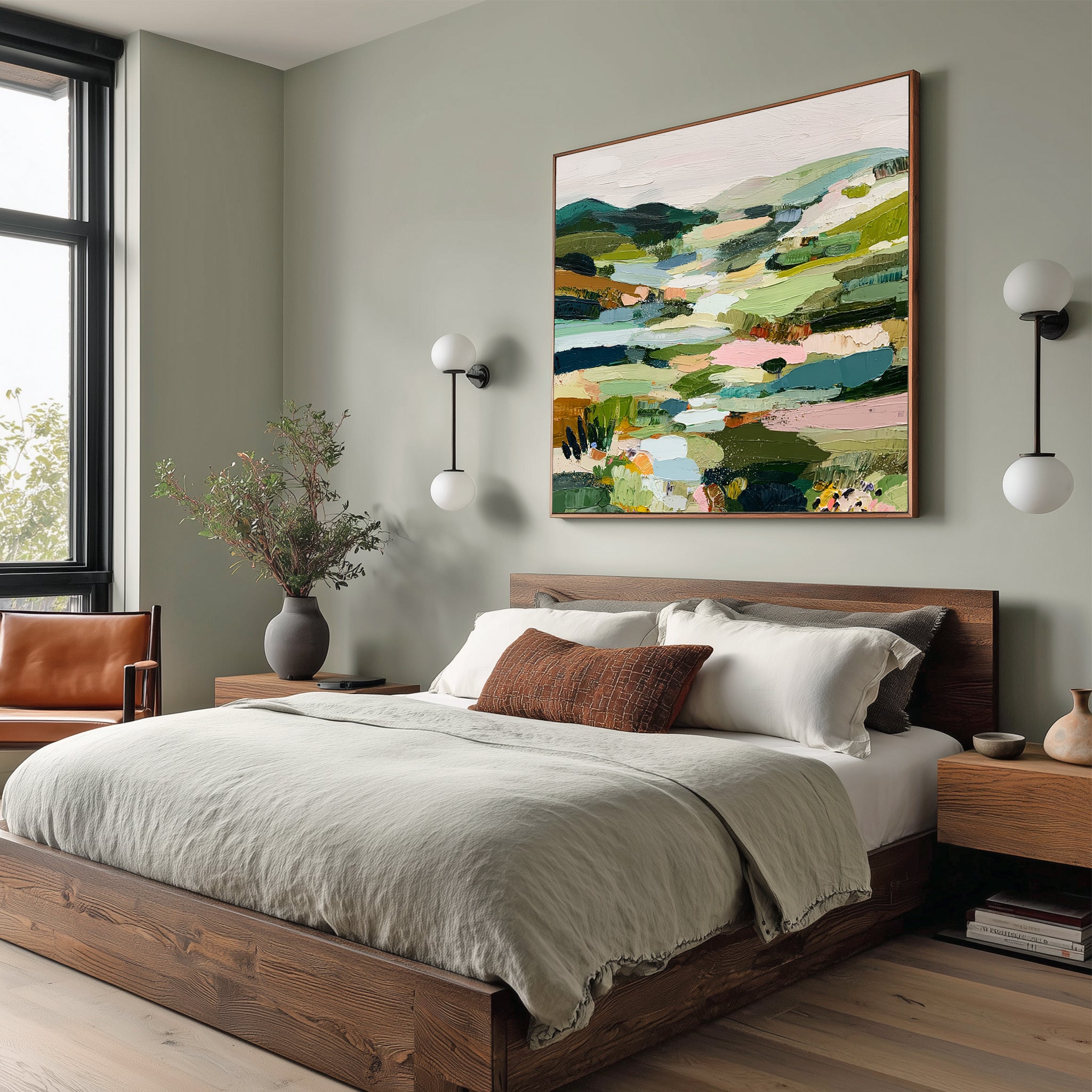 Verdant Valley – Colorful Abstract Landscape Painting#CI260478