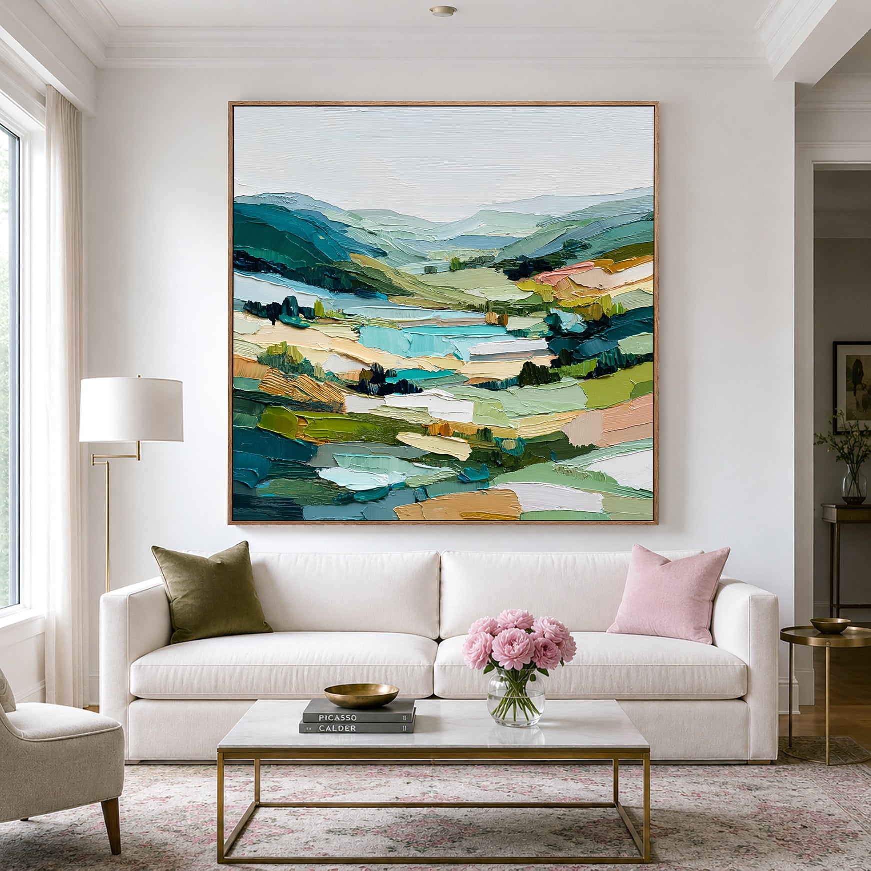 Stillwater Valley – Textured Abstract Landscape Painting#CI260479
