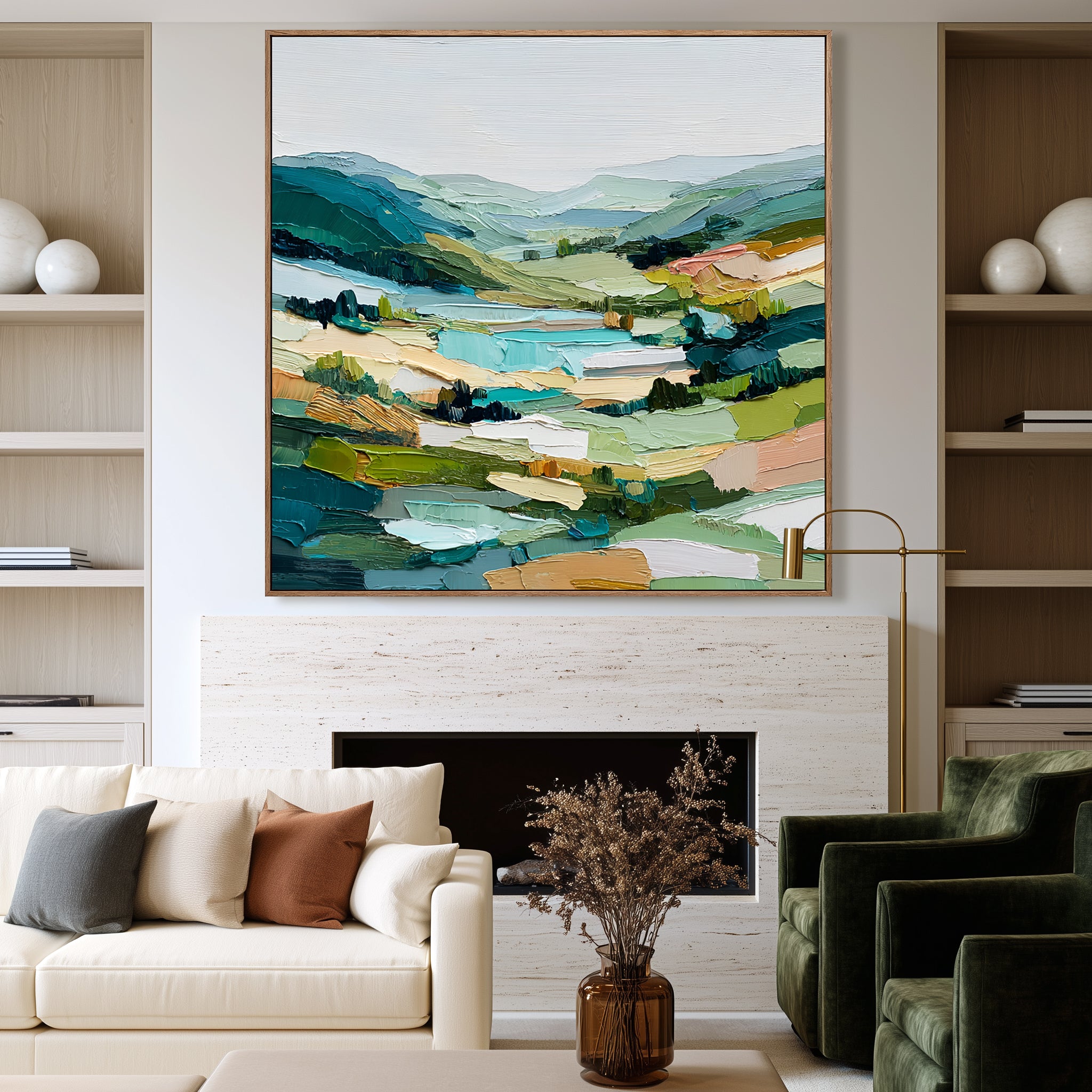 Stillwater Valley – Textured Abstract Landscape Painting#CI260479
