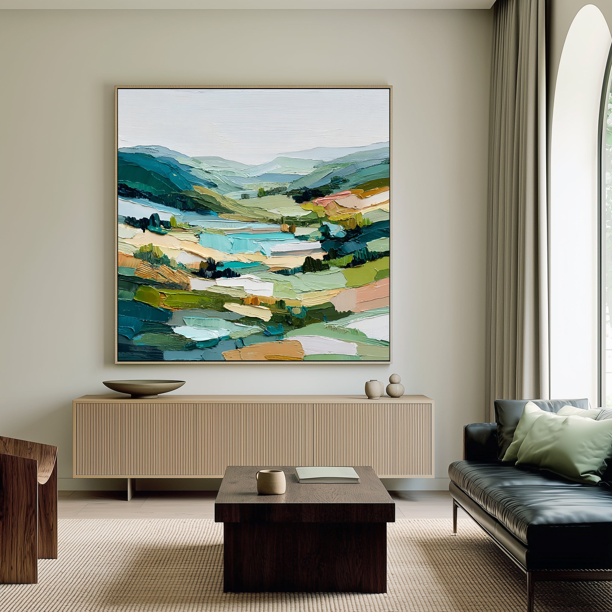 Stillwater Valley – Textured Abstract Landscape Painting#CI260479