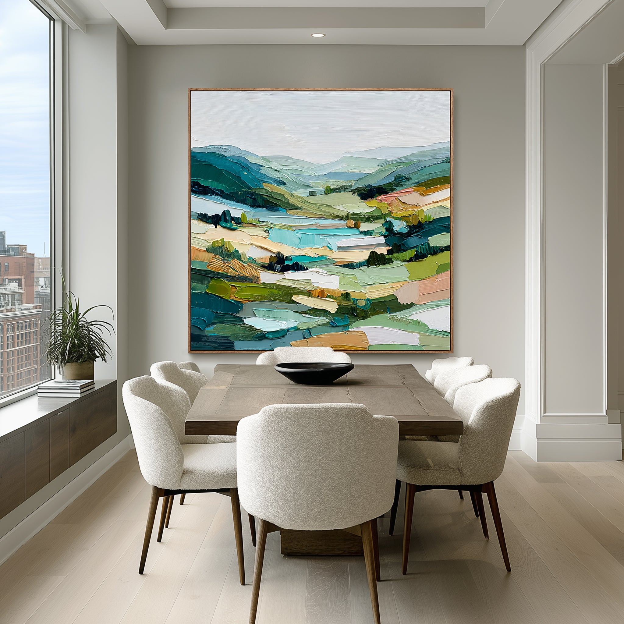 Stillwater Valley – Textured Abstract Landscape Painting#CI260479