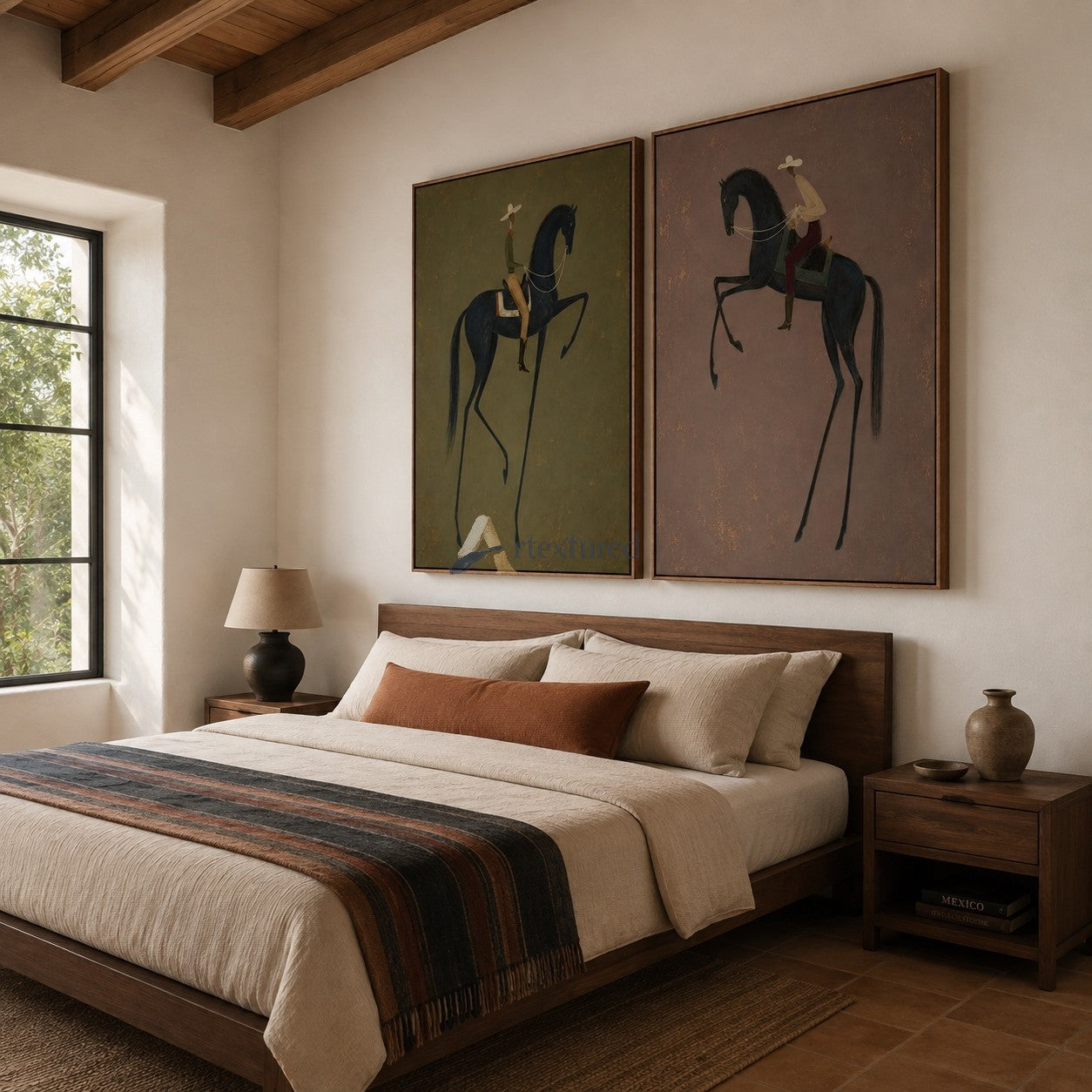 Twin Cadence – Black Horse and Rider Diptych Set#CI260492