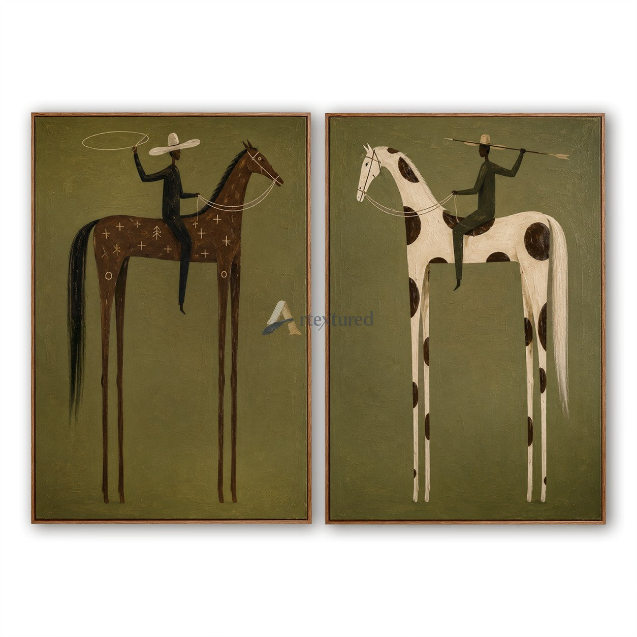 Lasso and Lance – Western Horse Diptych Art Set#CI260494