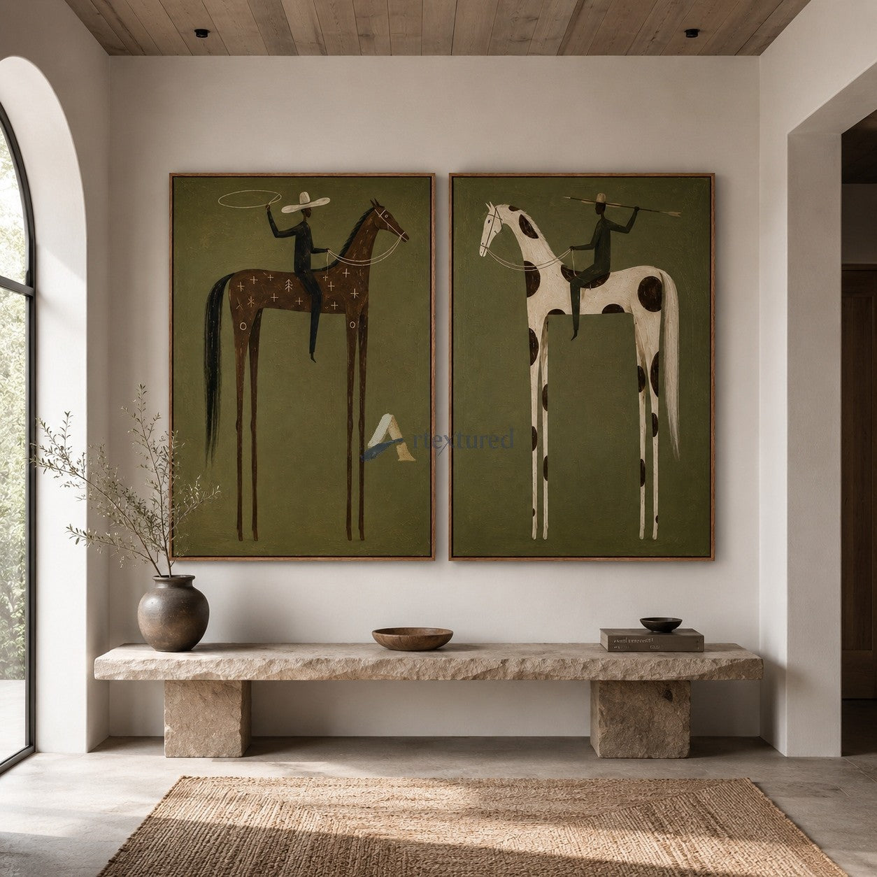 Lasso and Lance – Western Horse Diptych Art Set#CI260494
